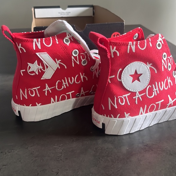 NEW MENS UNT1TL3D "Not a Chuck - Red" CONVERSE SNEAKERS HIGH TOPS Size 10 - Picture 10 of 10